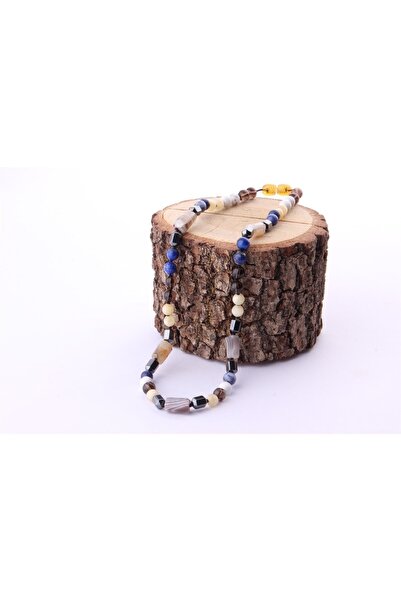 OSMANLI DOĞAL TAŞ Sertifikalı Öğrenci Kolye-sodalit-havlit-lapis-dumanlı Kuvars-akik Doğal Taş M243