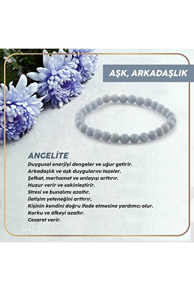 OSMANLI DOĞAL TAŞ Sertifikalı Angelite Doğal Taş Bileklik 6mm B105