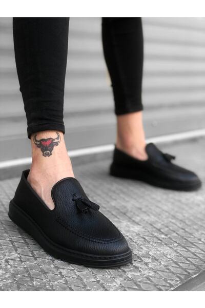 BOA Ba0005 Laceless High Sole Matte Black Classic Tasseled Corcik Men's Shoes