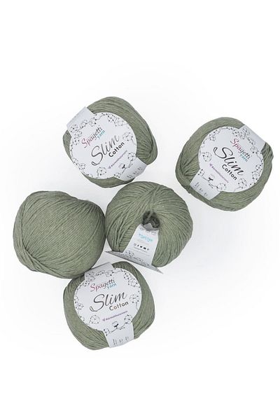 Spagettiyarn Slim Cotton Plus 5 τεμαχίων Χακί Πλεκτό Χέρι