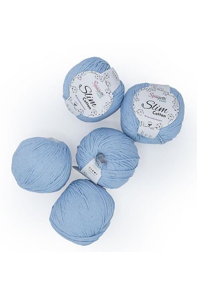 Spagettiyarn Slim Cotton Plus 5 τεμαχίων Baby Blue Πλεκτό νήμα