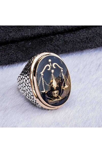 FKGÜMÜŞ Adalet Terazisi Mineli Gümüş Yüzük