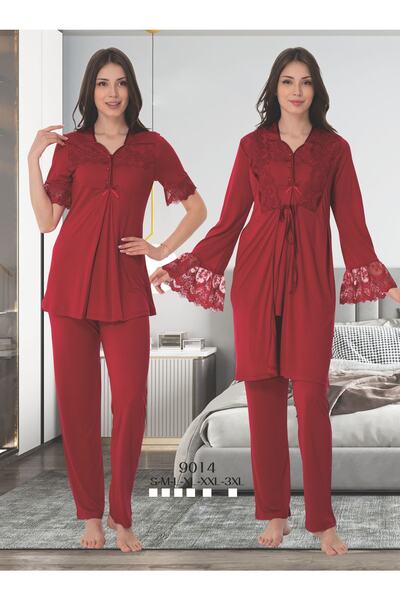Effortt Kolları Volanlı Sabahlıklı Lohusa Pijama Takımı