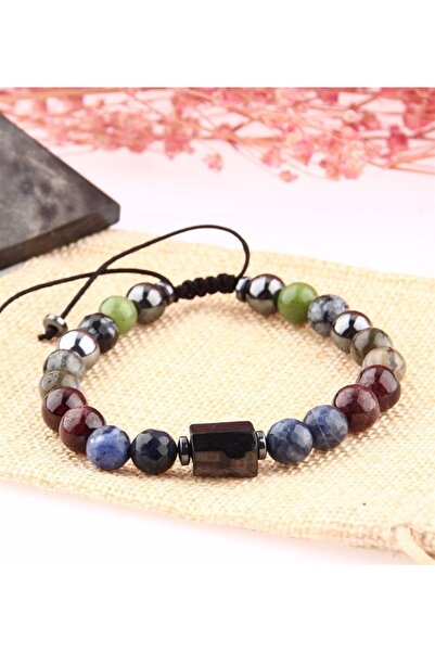 OSMANLI DOĞAL TAŞ Sertifikalı Doğal Taş Bileklik-lal Taşı,yeşim,labrodite,hematit,obsidyen,sodalit-hypersthene B307