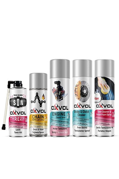 Oxvol Motorsiklet 5'li Bakım Temizleme Kiti.lastik Tamir Zincir Halat Yağlama...