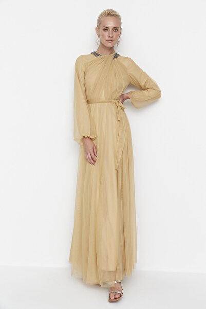 Trendyol Modest Evening Dress - Gold