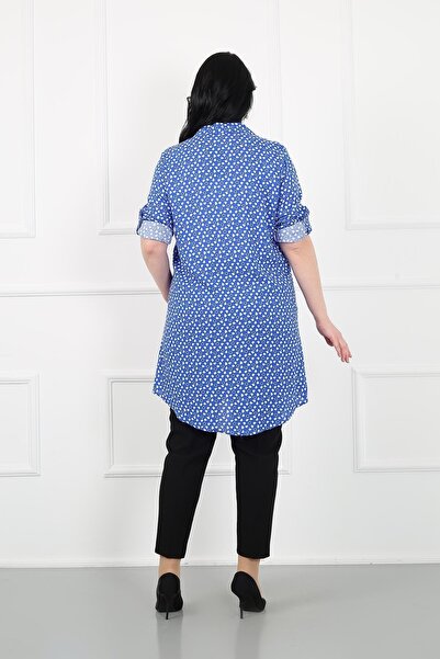 By Alba Collection Tunica de damă, bumbac, viscoză, cu model de inimă Indigo