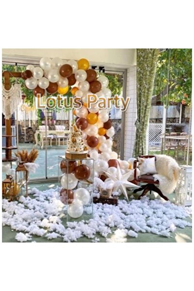 LOTUS PARTY 50 Pieces - Balloon Chain Set ( White - Caramel - Gold Balloon )