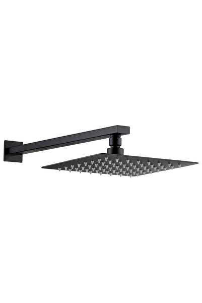 Fause Ankastre Duş Başlığı Borulu Kare Slim Metal 30x30 Cm Siyah