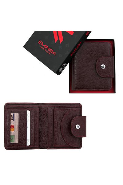 Eminsa Women's Burgundy Genuine Leather Women's Wallet