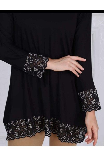 Violetta Women's Black Skirt And Sleeve Lace Fakir Sleeve Tunik