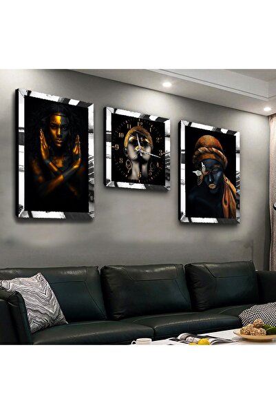 Zevahir Mobilya Dekorasyon Gümüş Aynalı Pleksi Çerçeveli Afrikalı Kadın Üçlü ...