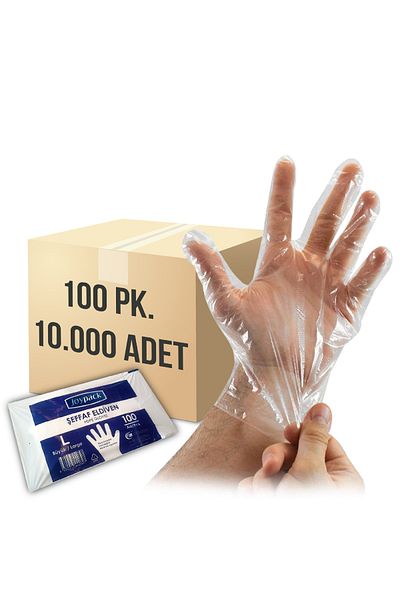 AKSOY Transparent Food Bag Gloves 10000 Pieces in 100 X 100 Pack