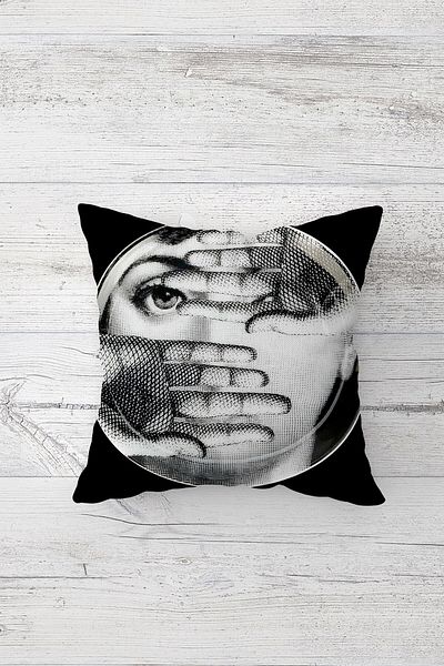 on the clouds Fornasetti Husă de pernă cu fermoar ascuns cu imprimeu dublu lateral