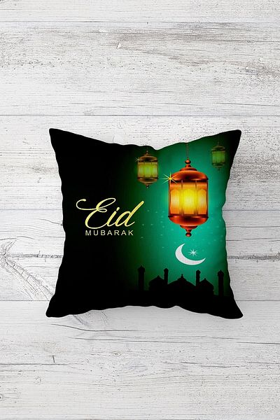 on the clouds Față de pernă cu fermoar ascuns cu imprimeu pe două fețe, cu tema Ramadan Eid Mubarak verde
