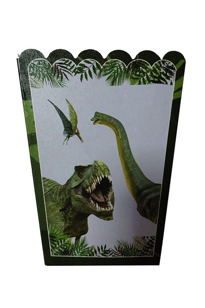 Parti dolabı 8 Pack Wild Dinosaur Corn Box Jurassic Park Themed Popcorn Treat Box 11,5x7,5cm