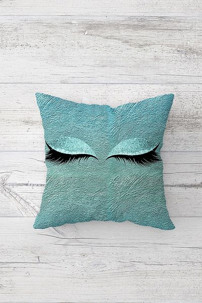 on the clouds Turquoise Eyelash Pattern One Side Printed Hidden Zipper Pillow Case Throw Pillow Sofa Pillow Case