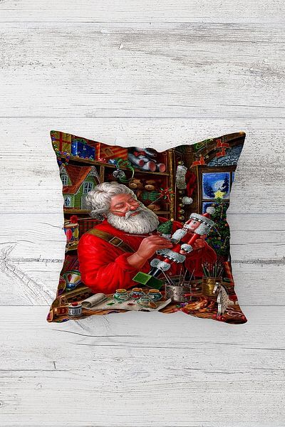 on the clouds Santa Claus New Year Themed One Side Print Hidden Zipper Pillowcase Throw Pillow Seat Pillowcase