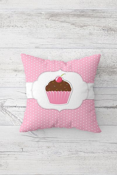 on the clouds Față de pernă cu fermoar ascuns, imprimată pe două fețe, cu model cupcake
