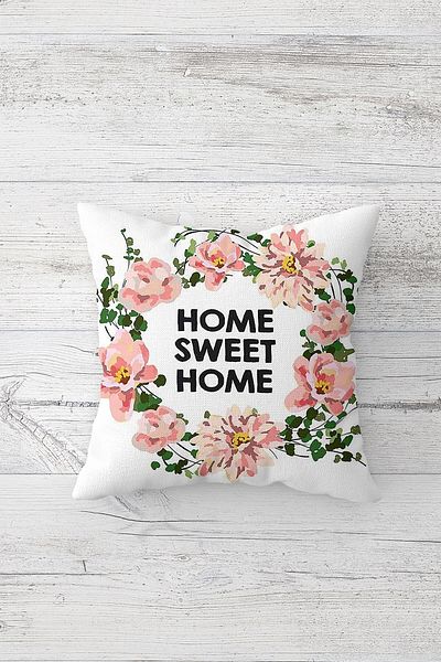 on the clouds Floral Home Sweet Home Διπλής Πλευράς Εκτυπωμένη Κρυφή Μαξιλαροθήκη με φερμουάρ Διακοσμητική Μαξιλαροθήκη Παπλώματος