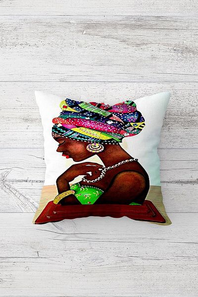 on the clouds Ethnic African Woman Μαξιλαροθήκη με κρυφό φερμουάρ με στάμπα στις δύο πλευρές Μαξιλαροθήκη για μαξιλάρι καναπέ