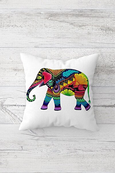 Pelangi Ethnic Colorful Elephant Double Sided Printed Hidden Zippered Pillowc...