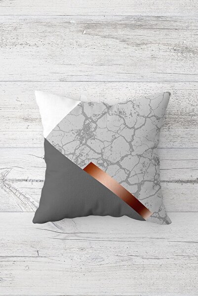 Pelangi غطاء وسادة بسحاب مخفي مطبوع على الوجهين من الرخام الرمادي، غطاء وسادة...
