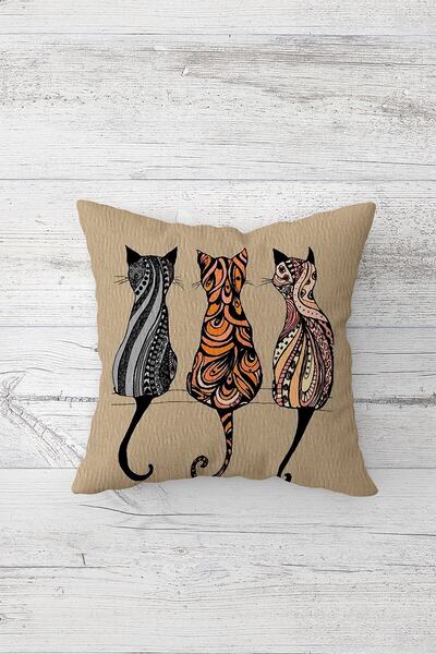 Pelangi Cat Patterned Double Sided Printed Hidden Zippered Pillowcase Throw Pillow Seat Pillowcase