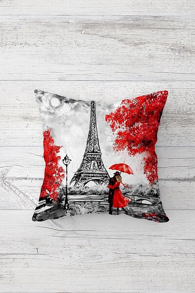 Pelangi Eiffel Tower Double Sided Printed Hidden Zippered Pillowcase Throw Pillow Seat Pillowcase