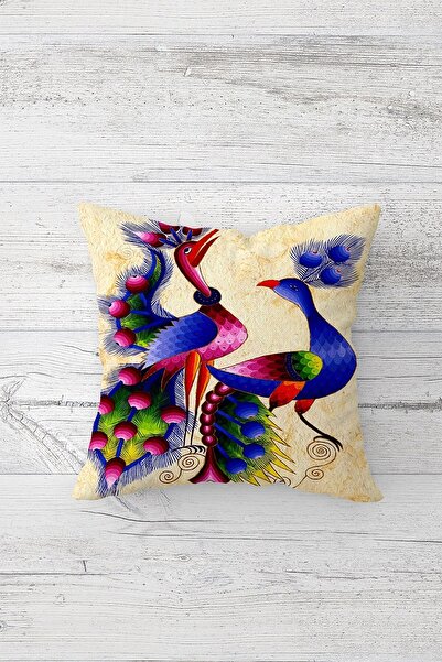 Pelangi Peacock Double Double Sided Printed Hidden Zippered Pillowcase Throw ...
