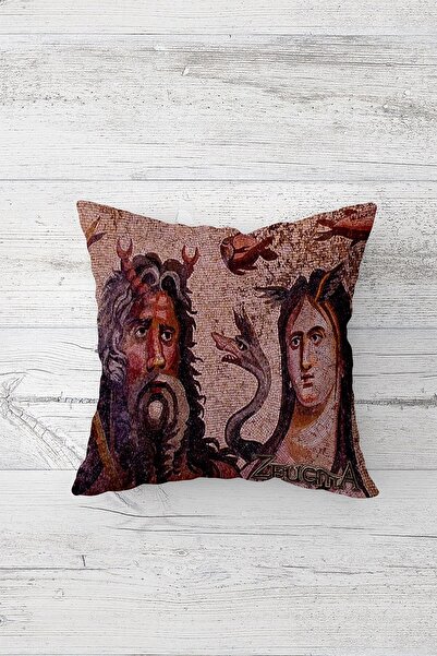 Pelangi Zeugma Patterned Double Sided Printed Hidden Zippered Pillowcase Thro...
