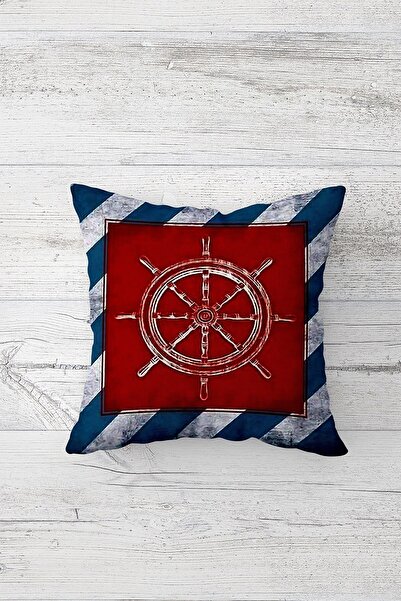 Pelangi Sailor Marina Patterned Double Sided Pillowcase with Hidden Zipper an...