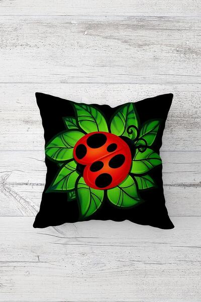 Pelangi Ladybug Patterned Double Sided Printed Hidden Zippered Pillowcase Thr...