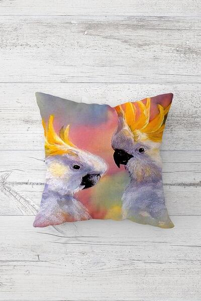 Pelangi Papagan Patterned Double Sided Printed Hidden Zippered Pillowcase Thr...