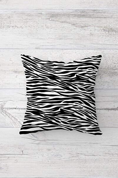 Pelangi Zebra Desenli Çift Tarafı Baskılı Gizli Fermuarlı Yastık Kılıfı Kırle...