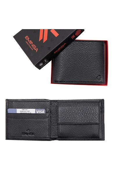 Eminsa Men's Black Genuine Leather Wallet