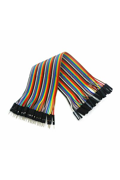 ROBİZ 20cm 40 Pin Erkek Dişi Dupont Kablo Ayrılabilir 2.54mm 10 Renk Breadboard Atlama Kablosu Jumper