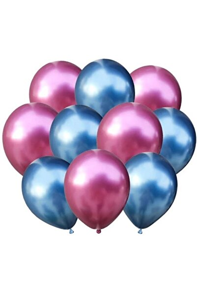 BEST PARTİ DOĞUM GÜNÜ PARTİ SÜSLERİ بالون كروم وردي-أزرق 30 قطعة