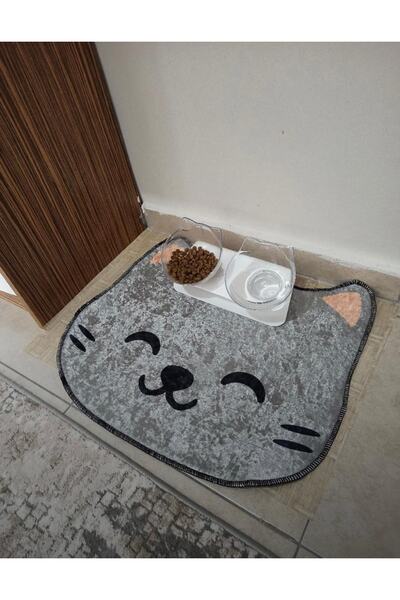 eco concept Kedi Tuvalet Önü Paspası, Kedi Mama Önü Paspası, Kedi Desenli Paspas, 50x60 Cat01ps
