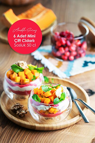 Anadolu Saray Çarşısı 6'lı 50ml Çift Cidar Cam Mini Sosluk Reçellik Kase | 6 ...