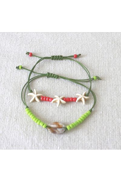 Roe takı aksesuar Women's Seashell Starfish 2-pack Anklets