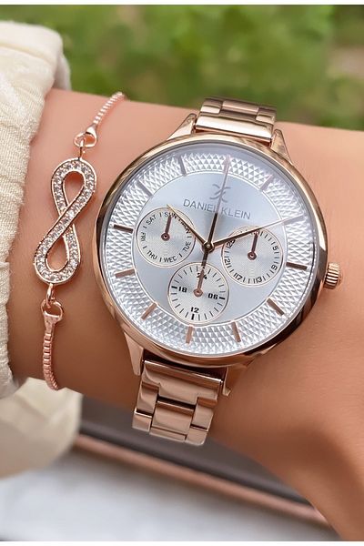 Daniel Klein Brand Rose Gold Color Women's Wristwatch - Bracelet Gift