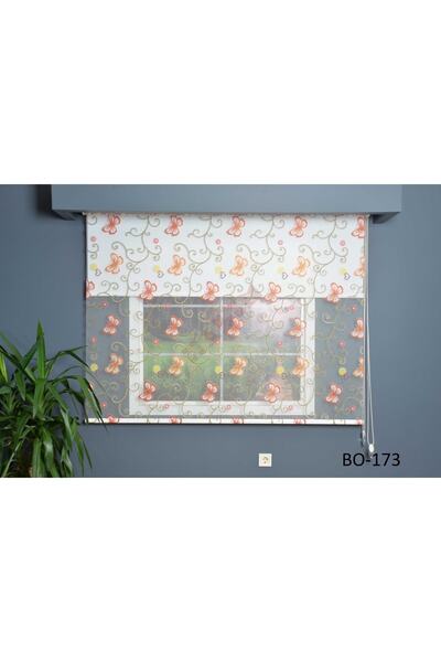 HLMSTOR Çift Mekanizmalı Tül Stor Perde Bo-173 Kelebek Desen Alüminyum Kasalı...