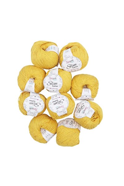Spagettiyarn Slim Cotton 10'lu Sarı El Örgü Ipliği