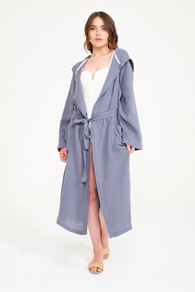 Miespiga Unisex Hooded Long Muslin Bathrobe
