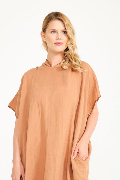 Miespiga Unisex Γυναικείο φόρεμα παραλίας Poncho για ενήλικες με κουκούλα μουσελίνας