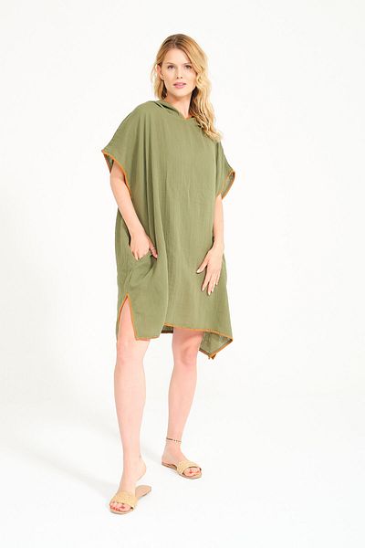 Miespiga Unisex Γυναικείο φόρεμα παραλίας Poncho για ενήλικες με κουκούλα μουσελίνας