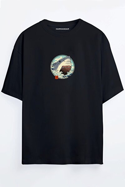 Harmandar Tricou supradimensionat cu imprimeu Anime Shark