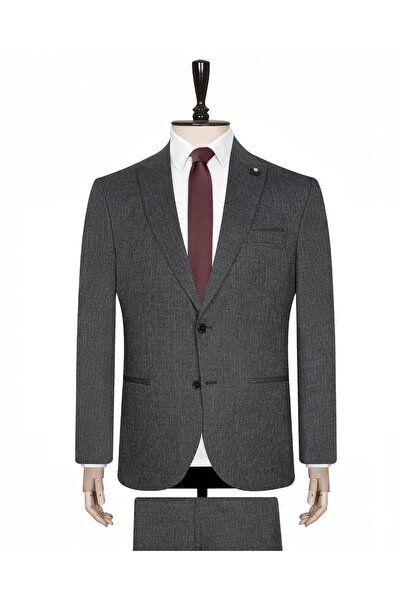 SÜVARİ Patterned Black Slim Fit Suit