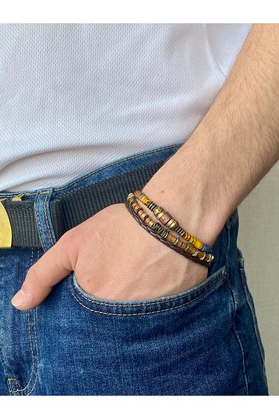 etniko Multicolored Leather Men's Bracelet
